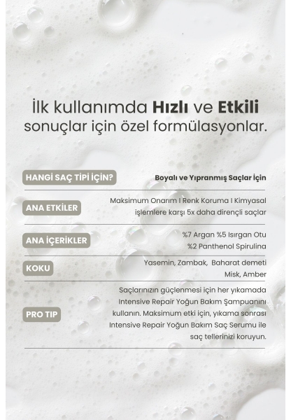 Boyalı Ve Hasar Görmüş Saçlar Için Yoğun Onarıcı Intensive Repair Saç Bakım Şampuanı 350 ml