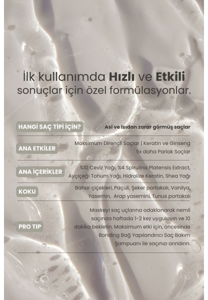 Kabarıklık Karşıtı, Bağ Onarıcı, Güçlendirici Ve Pürüzsüzleştirici Bonding Saç Bakım Maskesi 350 ml