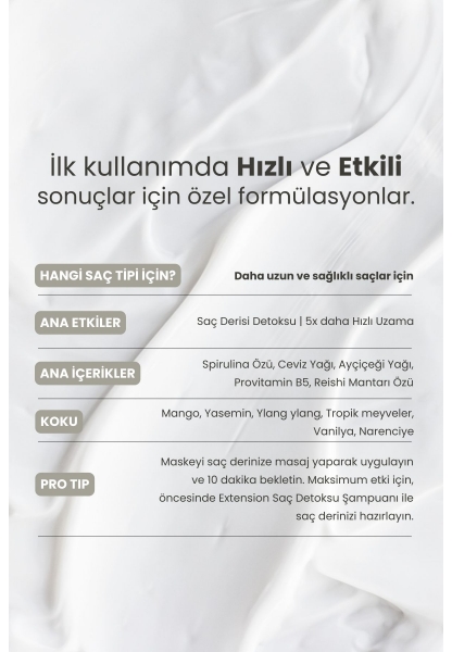 Yavaş Uzayan Saçlar Için Saç Derisini Güçlendiren Extension Hızlı Uzama Saç Bakım Maskesi 350 ml