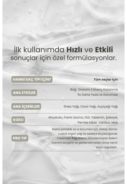 Yıpranmış Saçlar Için Creamask Durulanmayan Bağ Onarıcı Ve Direnç Kazandırıcı Bakım Kremi 250 ml