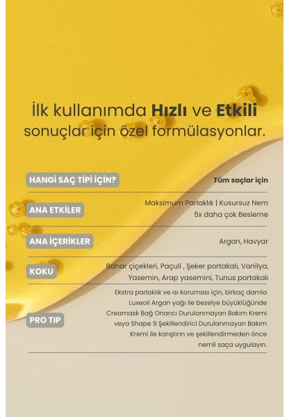 Mat Ve Cansız Saçlar Için Parlaklık, Nem Ve Yoğun Besleme Sağlayan Luxeoil Saç Bakım Yağı 50 ml