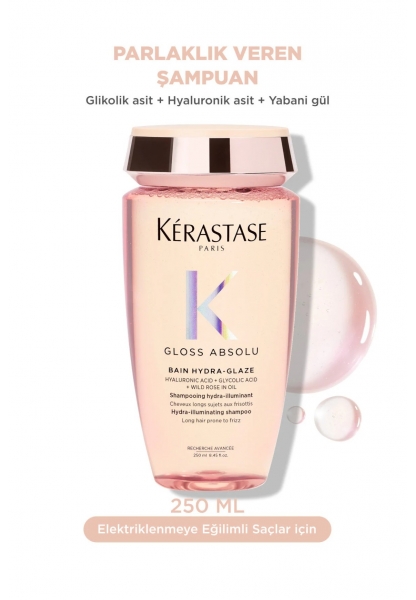 Gloss Absolu Bain Hydra-Glaze Elektriklenmeye Eğilimli Saçlar Için Parlaklık Veren Şampuan 250 ml