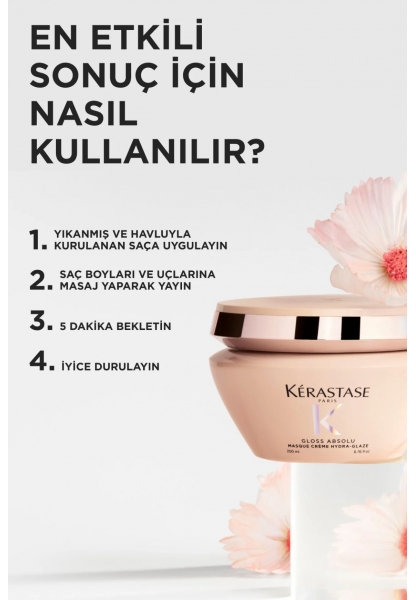 Gloss Absolu Elektriklenmeye Eğilimli Saçlar Için Nemlendiren Ve Parlaklık Arttıran Maske
