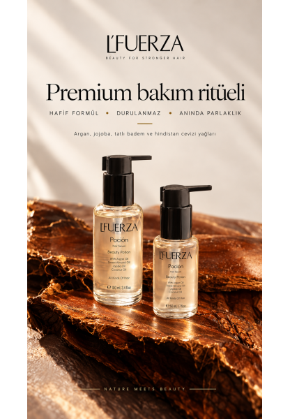 L'FUERZA Pocion Saç Bakım Yağı 50 ml - Parlaklık Ve Onarım Etkili Isı Koruyucu Elektriklenme Karşıtı Serum